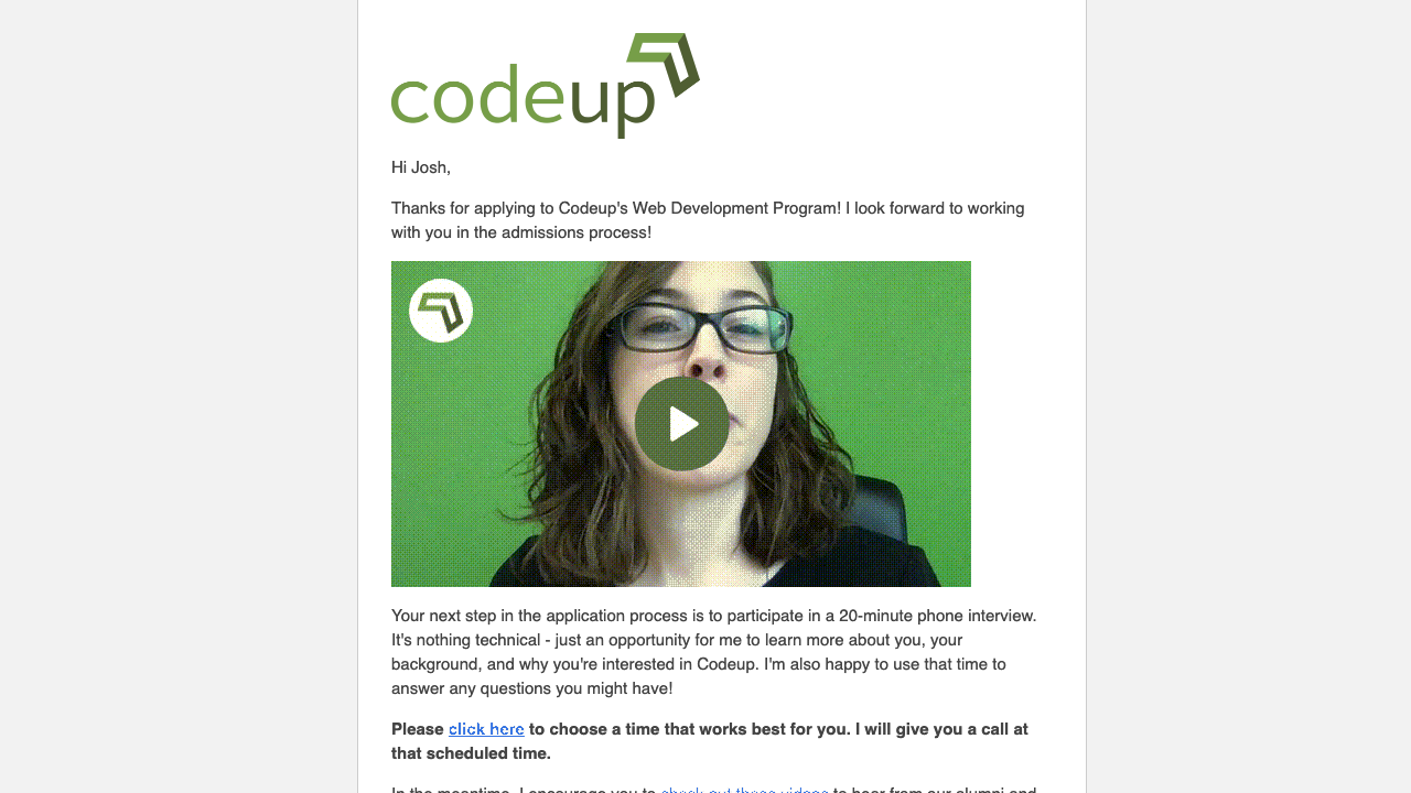 Codeup Next Steps Email