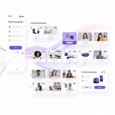 AI video personalization workflow visualization showing automated video generation for B2B outbound sales campaigns