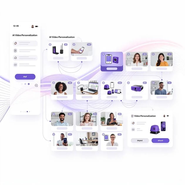 AI video personalization workflow visualization showing automated video generation for B2B outbound sales campaigns