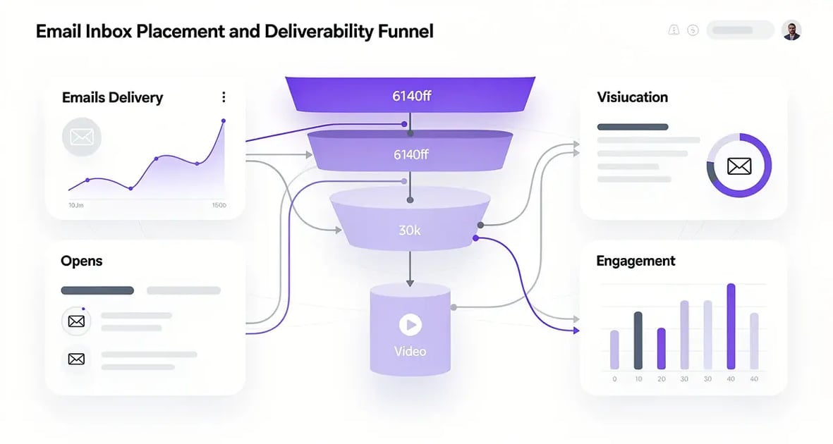 Funnel diagram showing video email inbox placement versus spam folder placement