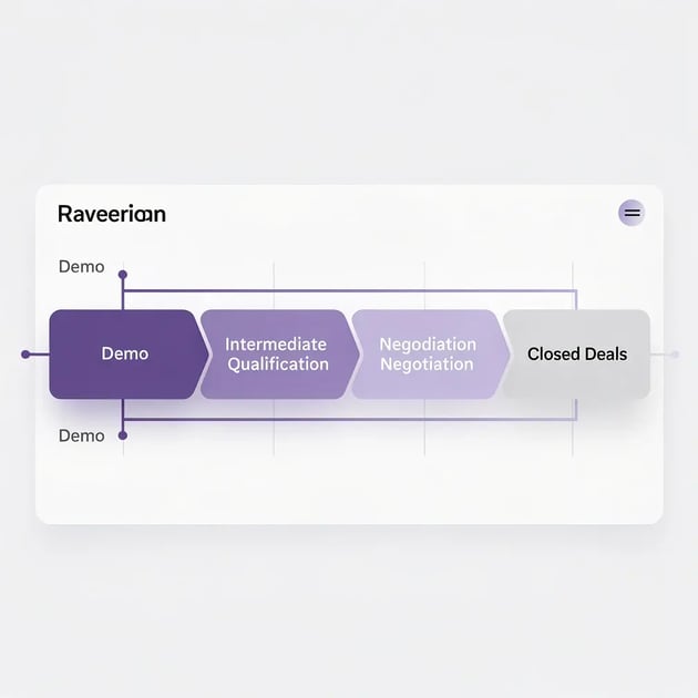 Sales deal progression funnel showing video engagement at each pipeline stage from demo to close