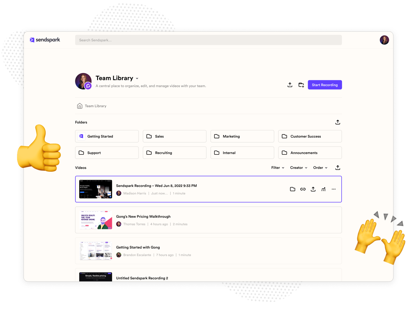 Sendspark Dashboard