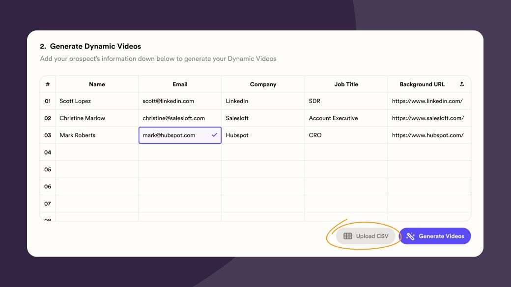 Bulk upload contacts