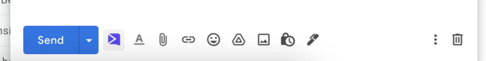 Gmail compose toolbar with the Sendspark logo beside the Send button